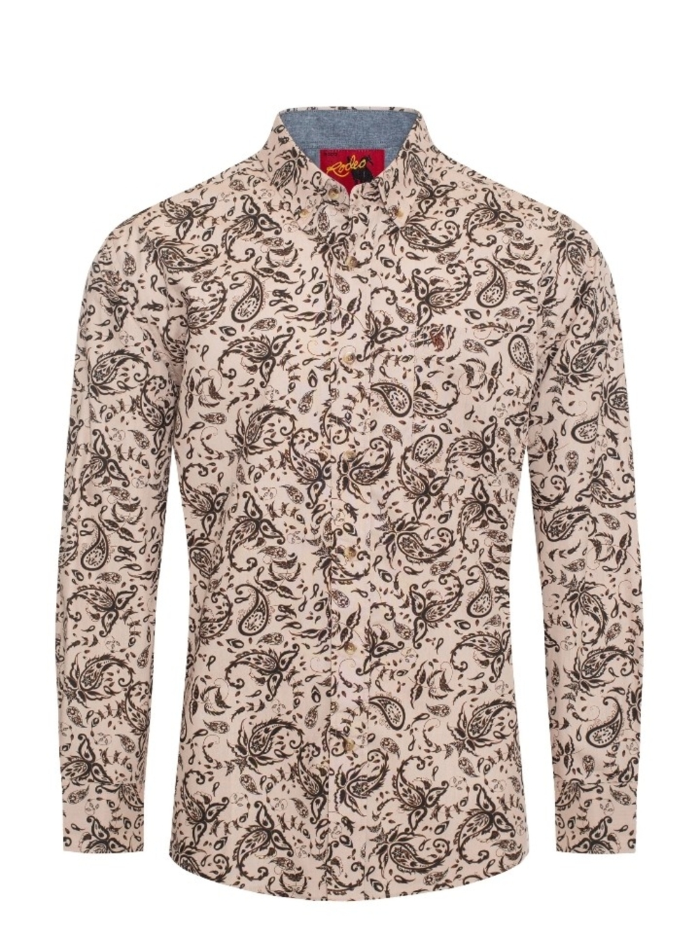 Roder Beige Paisley Long-Sleeve Button-Down Shirt